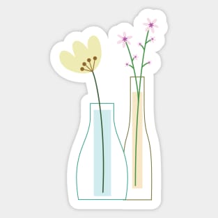 the flowers in the vases. Sticker